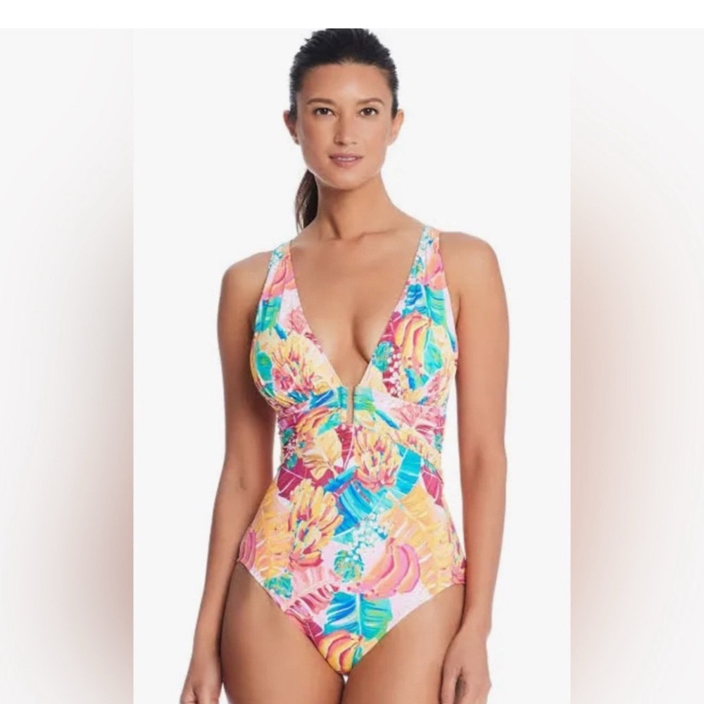 Bleu Rod Beattie Tropical  One‑Piece Swimsuit -